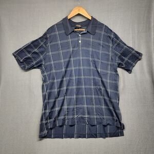 Brooks Brothers Main Line Polo Shirt Mens XL Blue Windowpane Plaid Performance